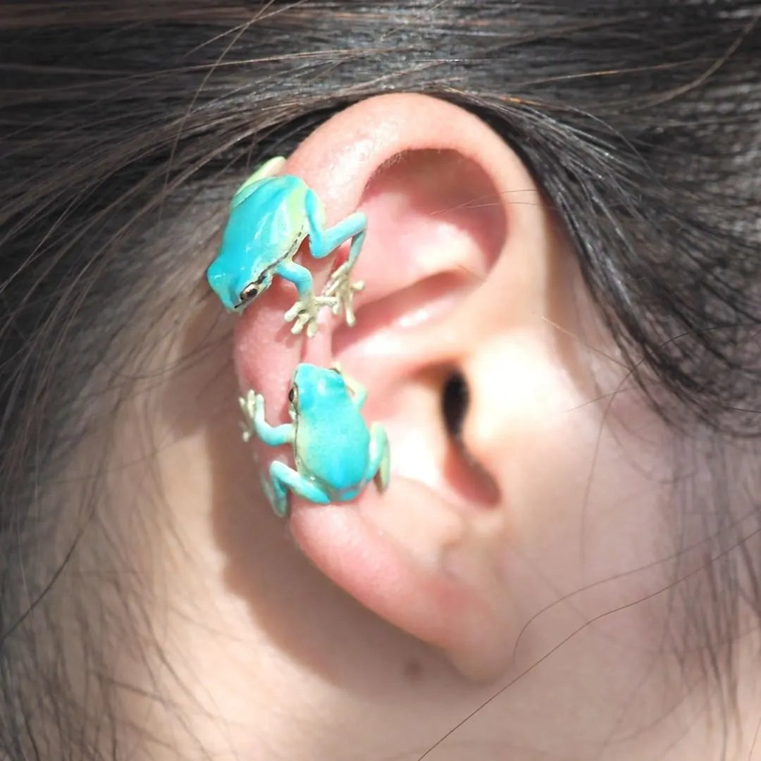 Handcrafted Tree Frog Ring & Earrings